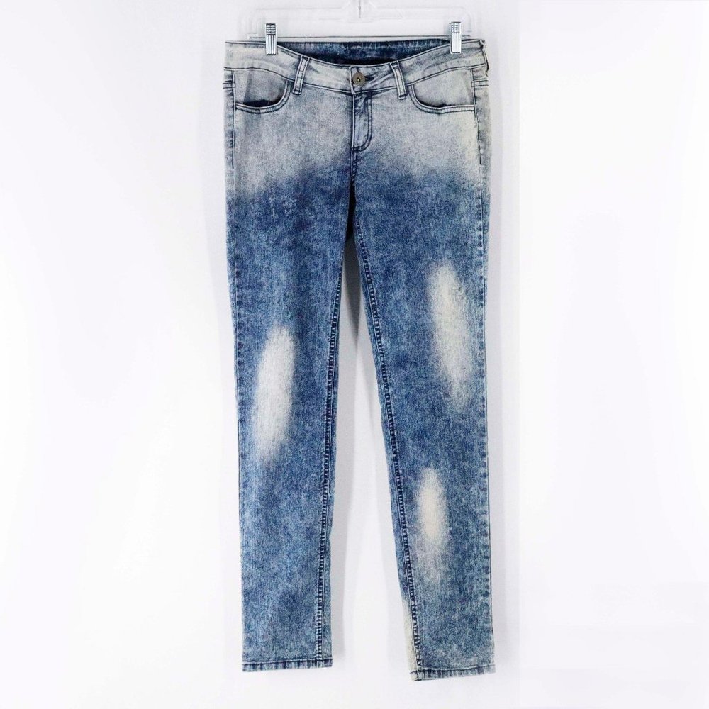 City Streets Acid Wash Mid Rise Skinny Jeans Women